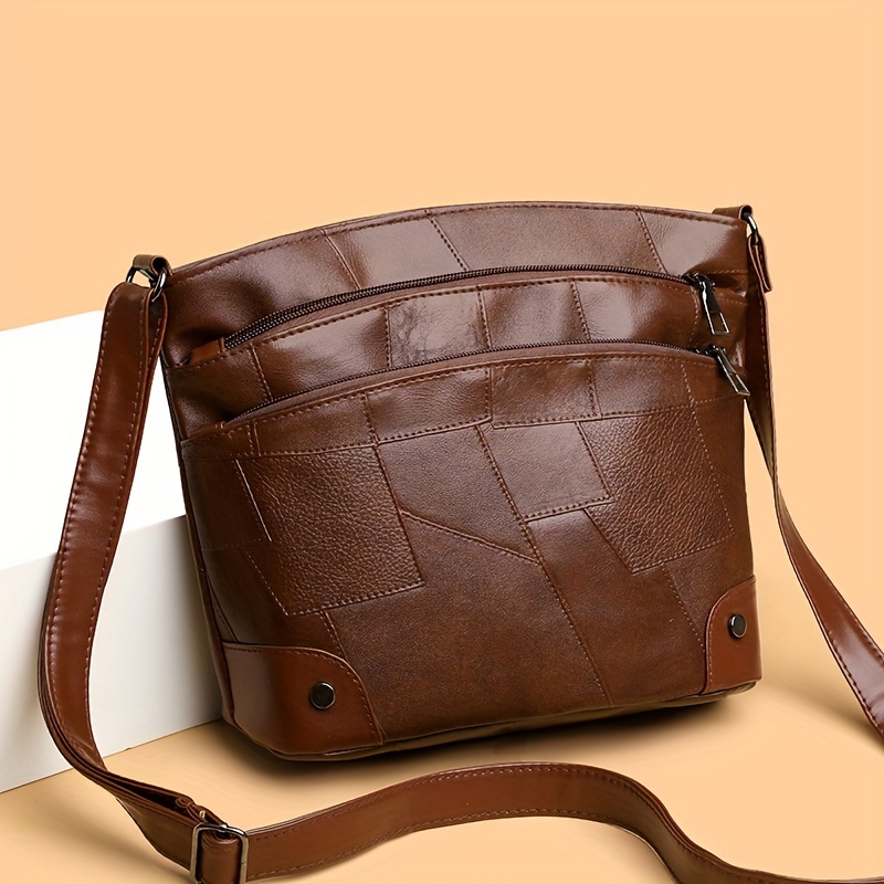 

Elegant Women's Pu Leather Crossbody Bag, Large Capacity Tote With Multiple Pockets, Saddle Shoulder Handbag, Versatile For Commuting, Work, And Travel