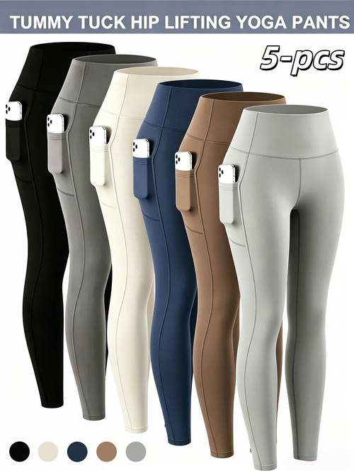 5pcs womens lifting tummy control yoga pants quick drying and breathable high soft texture suitable for pilates beach wear leggings casual pants yoga pants and safety shorts