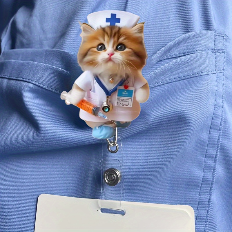 

1pc Nurse Cat Retractable , () Id For Nurses, Tag, , Doctors, Nurse, Licensed Nurse -