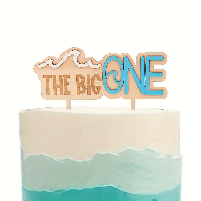 Image of The Big Cake Topper, Wooden Cake Decoration, Birthday Party Decor, Cake Photo Props For Birthday And Surfing Themed Parties, Cake Embellishments, Birthday Cakes