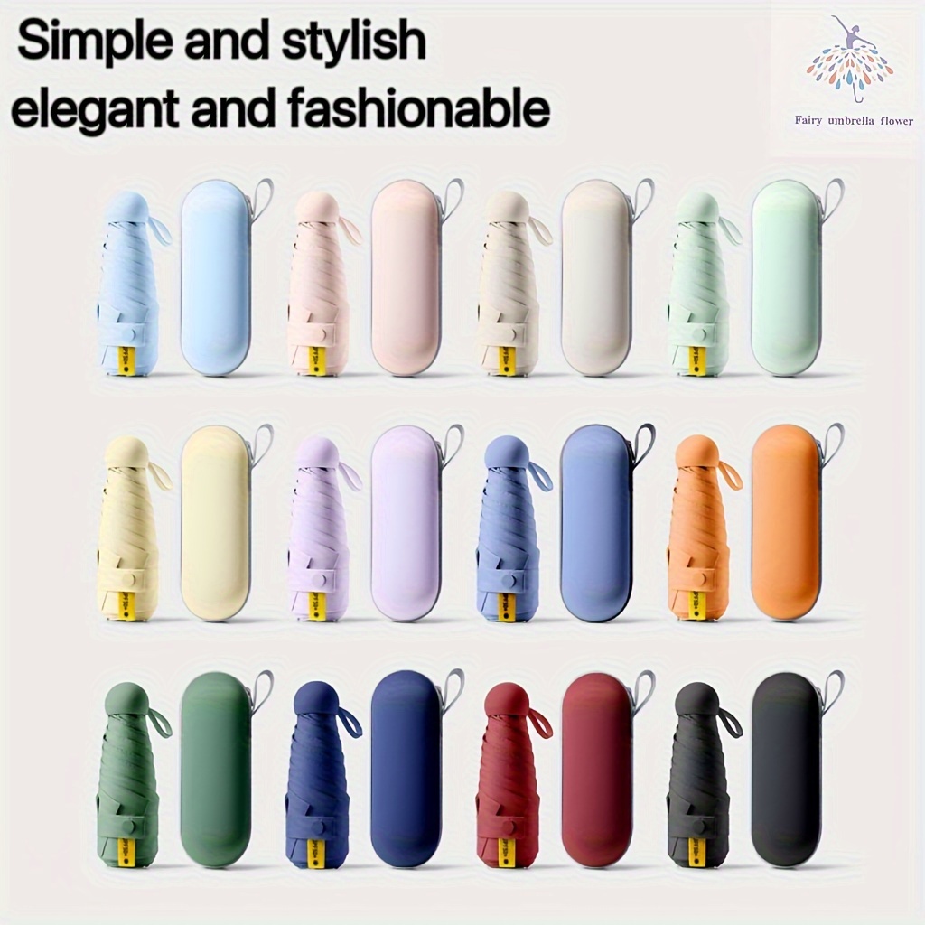 

Umbrella With 6 For Men Women, Foldable, Portable, Cute, Fashion, Waterproof Umbrella With Storage Box For Going Out