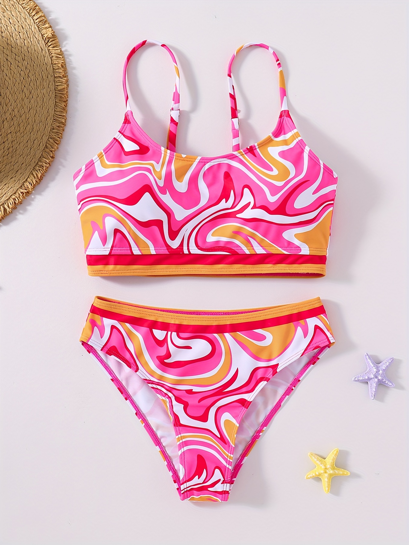 Swimsuit with Underwire Bra Support Beach Split Suspender Swimsuit Bikini  Print Tankini Women's Short Sleeve Bikini Set : : Clothing, Shoes  