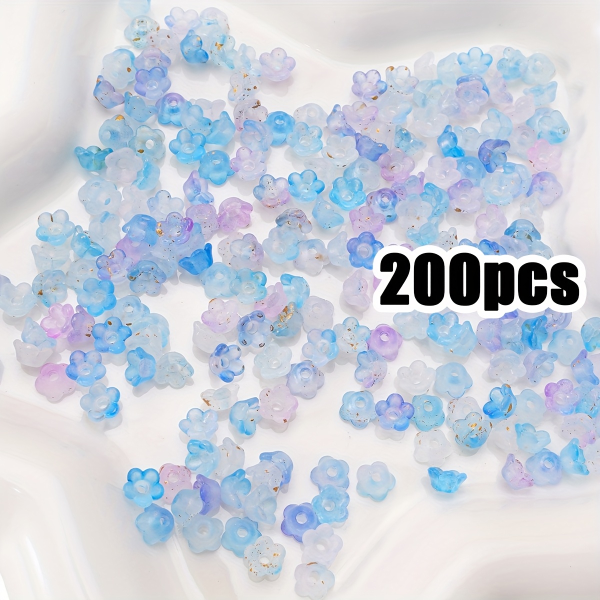 TEMU 200pcs Perle BEADIA Campana Orchidea - Perline con Foro per Collane, Braccialetti e Orecchini Fai-da-te - Blu Viola Elegante - Materiali di in