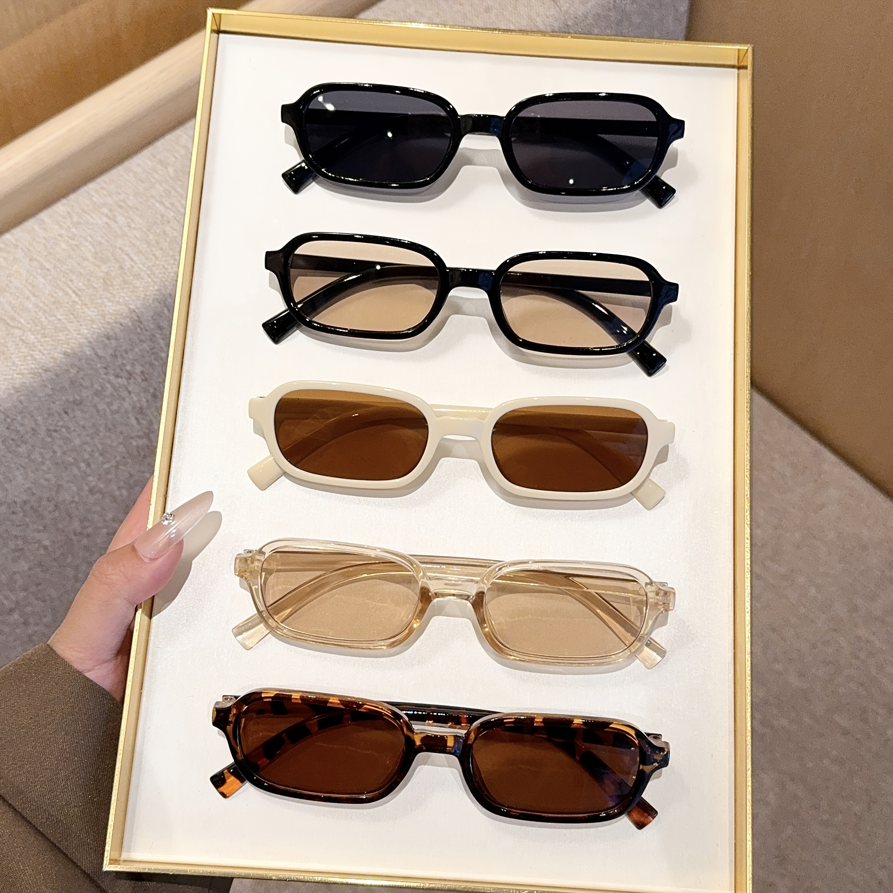 5 adet moda küçük çerçeve oval çerçeve gözlük seti minimalist çerçeve çok renkli moda gözlükler günlük rahat giyim i̇çin mükemmel ayrıntılar 2