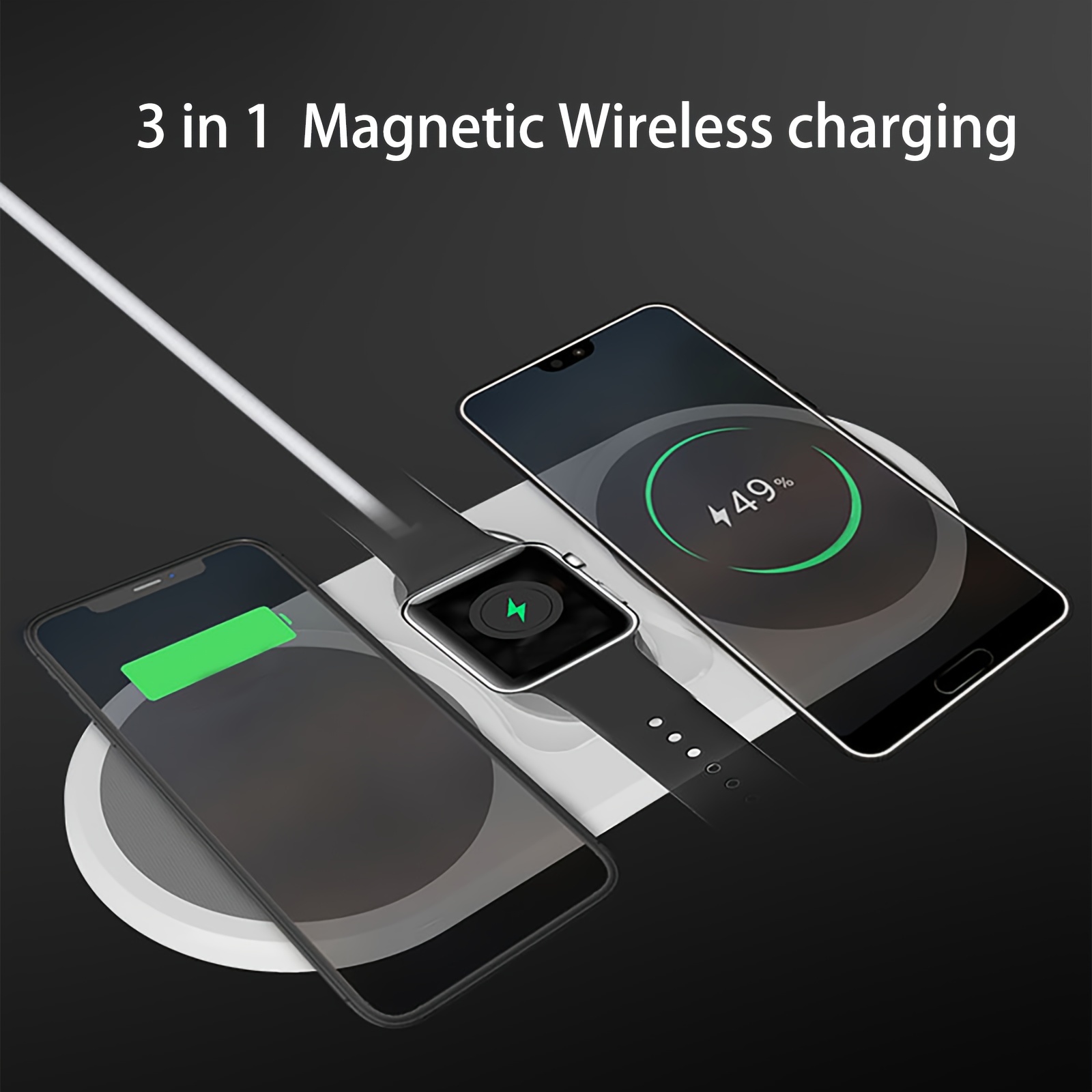 

Three-in-one Wireless Charger, Ultra-thin Design, Power Outage Safety Protection, Beautiful Atmosphere, Applicable To Wireless Charging Mobile Phones