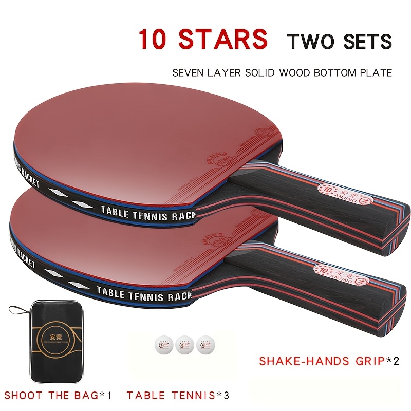 Image of Carbon Table Tennis Racket, A Set Of Competition Specific Adult Rackets, Genuine Double Single Racket, 1 Long Handled Horizontal Racket, 3 Balls, Ten Balls