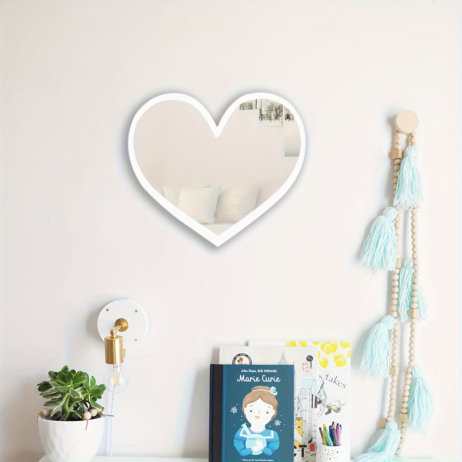 Heart-Shaped Cartoon Acrylic Mirror Wall Sticker