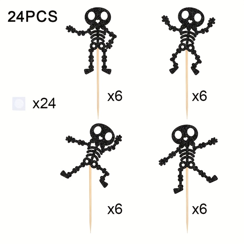 24pcs Halloween Cupcake Toppers Happy Halloween Theme Dance Cupcake Picks Shower Halloween Halloween Birthday Party Cake Decorating Supplies