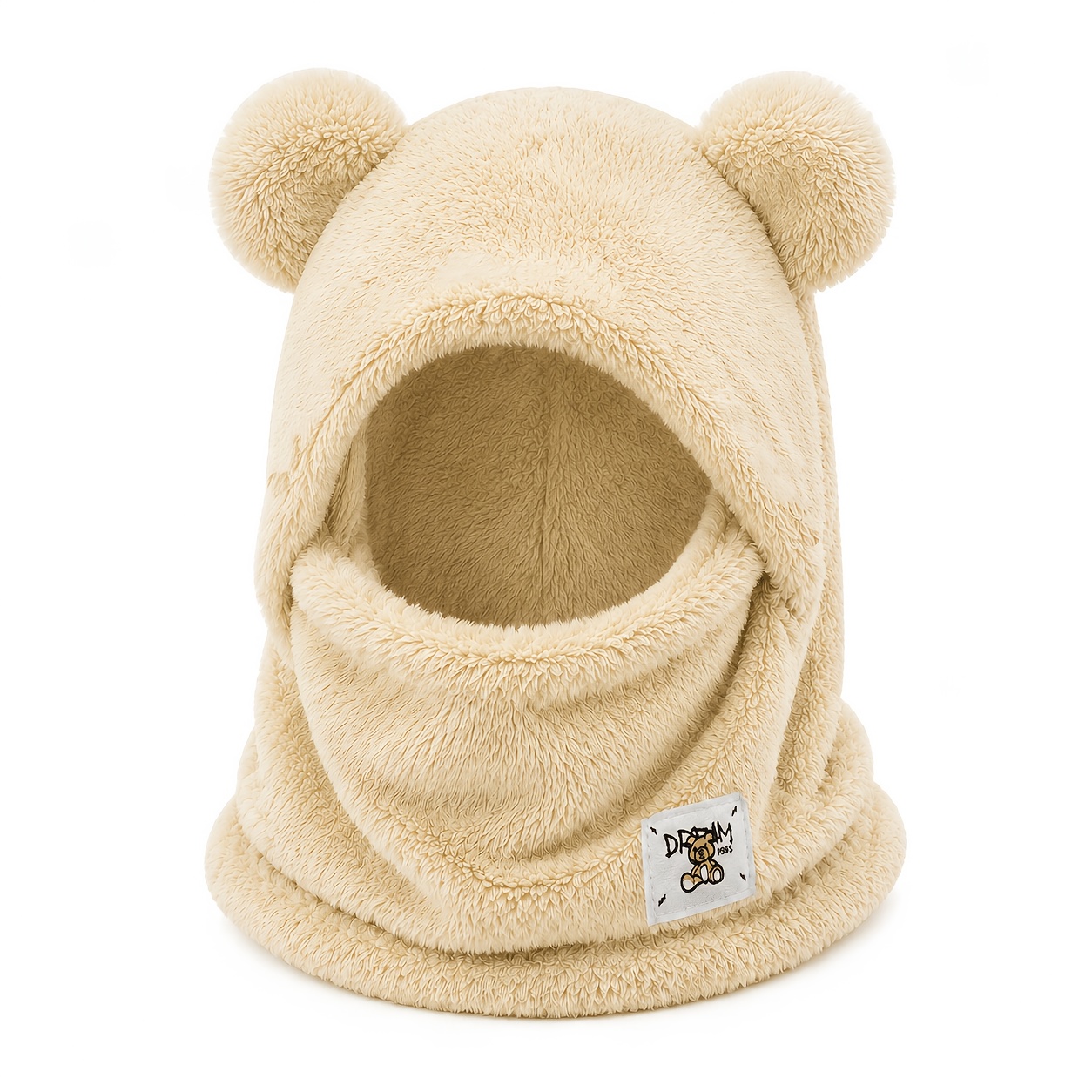 TEMU 1pc Meirunsen Thick Plush Balaclava Hat & Neck Gaiter For - Windproof Full-face Cover Hooded Mask, Lightweight Warm Shield Suitable For Skiing,