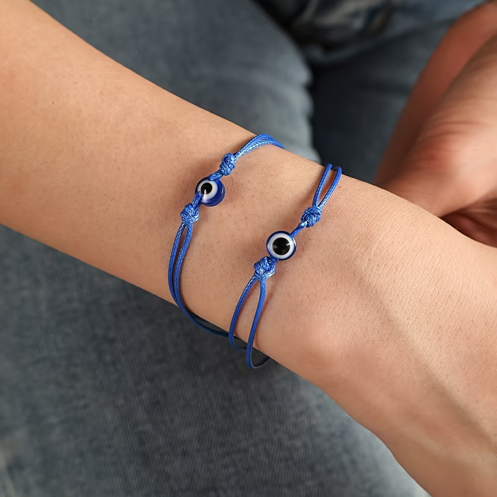 Vintage Evil Eye Bracelet Set - Hand Woven Rope Accessories