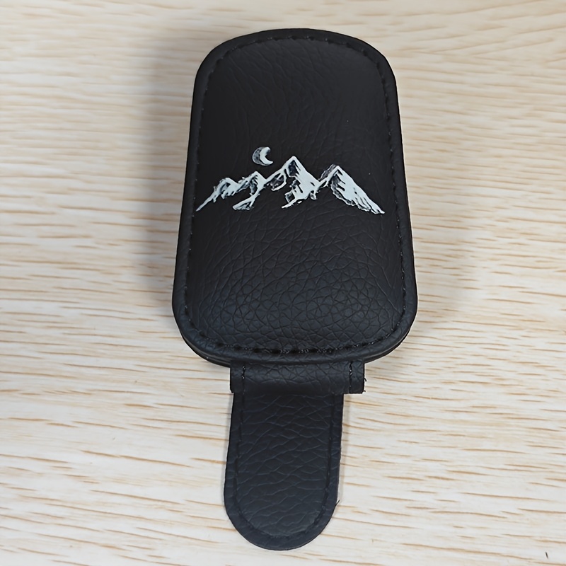Image of Line Magnetic Car Glasses Clip, Creative Car Sun Visor Fixed Clip, Multifunctional Ticket Holder, Receipts, Cards, Car Glasses Storage, Pu Material, Interior Decoration, , Sturdy And Durable
