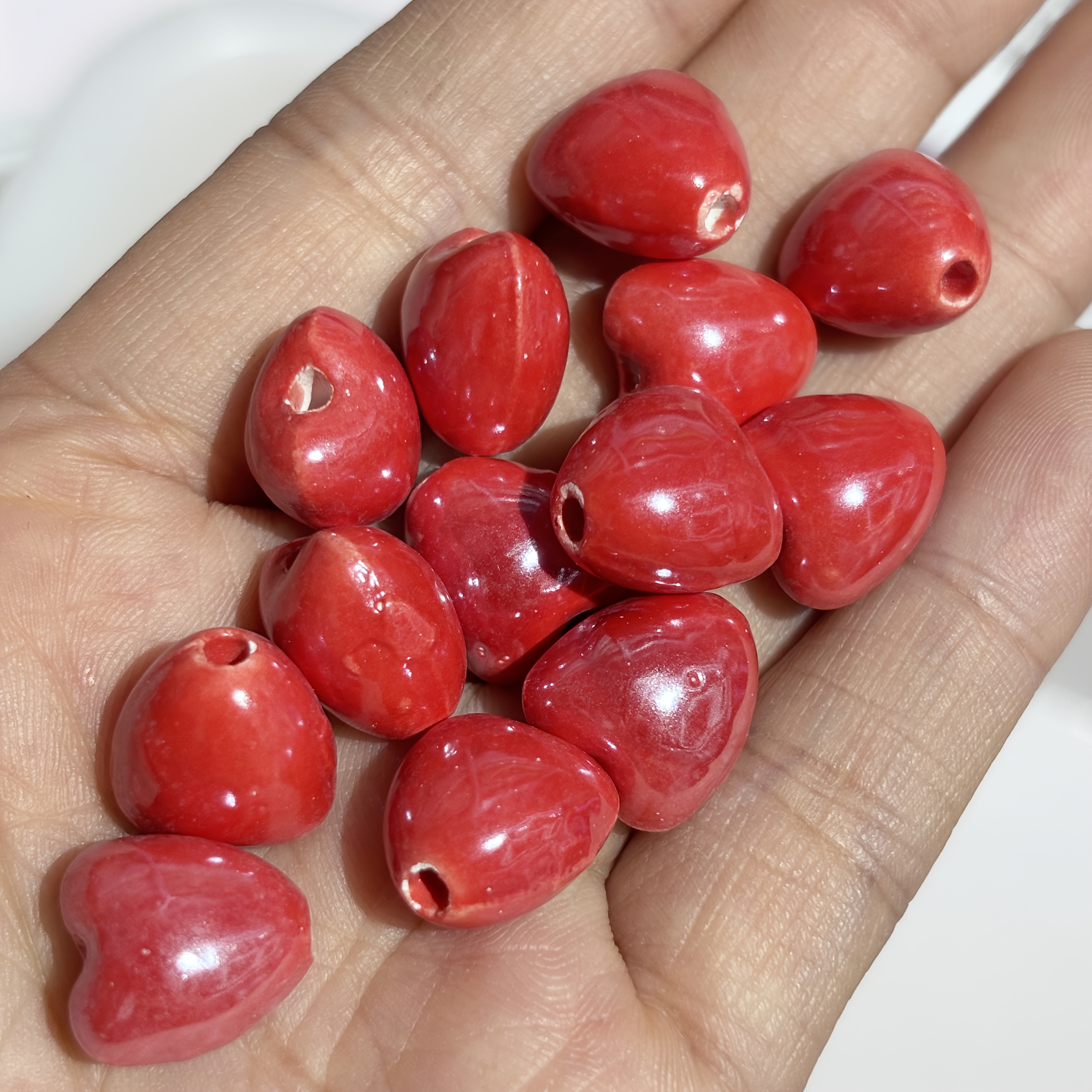 50pcs Set of 12mm Peach Shaped Ceramic Beads for DIY Jewelry Making