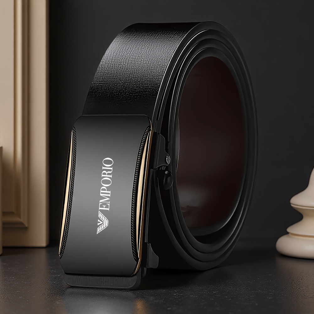 Męski Pasek Biznesowy z Automatyczną Klamrą - Prosta Elegancja i Precyzja Modowa. Zaprojektowany dla Profesjonalistów i Dorosłych Mężczyzn Potrzebujących Eleganckiego Wyglądu w Pracy lub na Specjalne Okazje