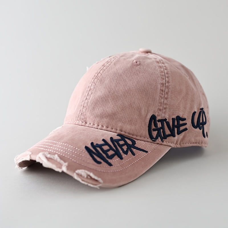 1pc a Distressed American-Style Baseball Cap Featuring Side Embroidery And a Curved Brim, a Versatile Duckbill Hat for Streetwear