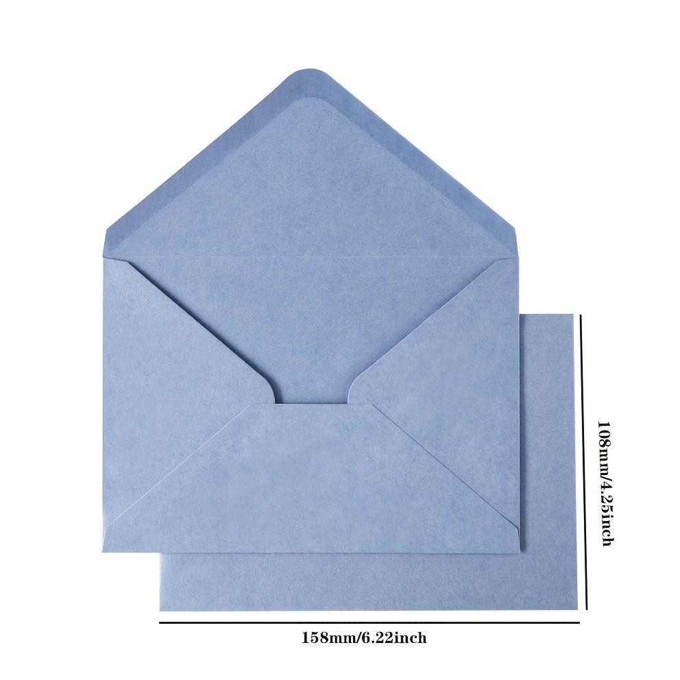 Image of 10pcs Blue Paper Gummed Invitation Envelope, Thank You Card Envelope, Christmas Card Envelope, Blue Paper Envelope