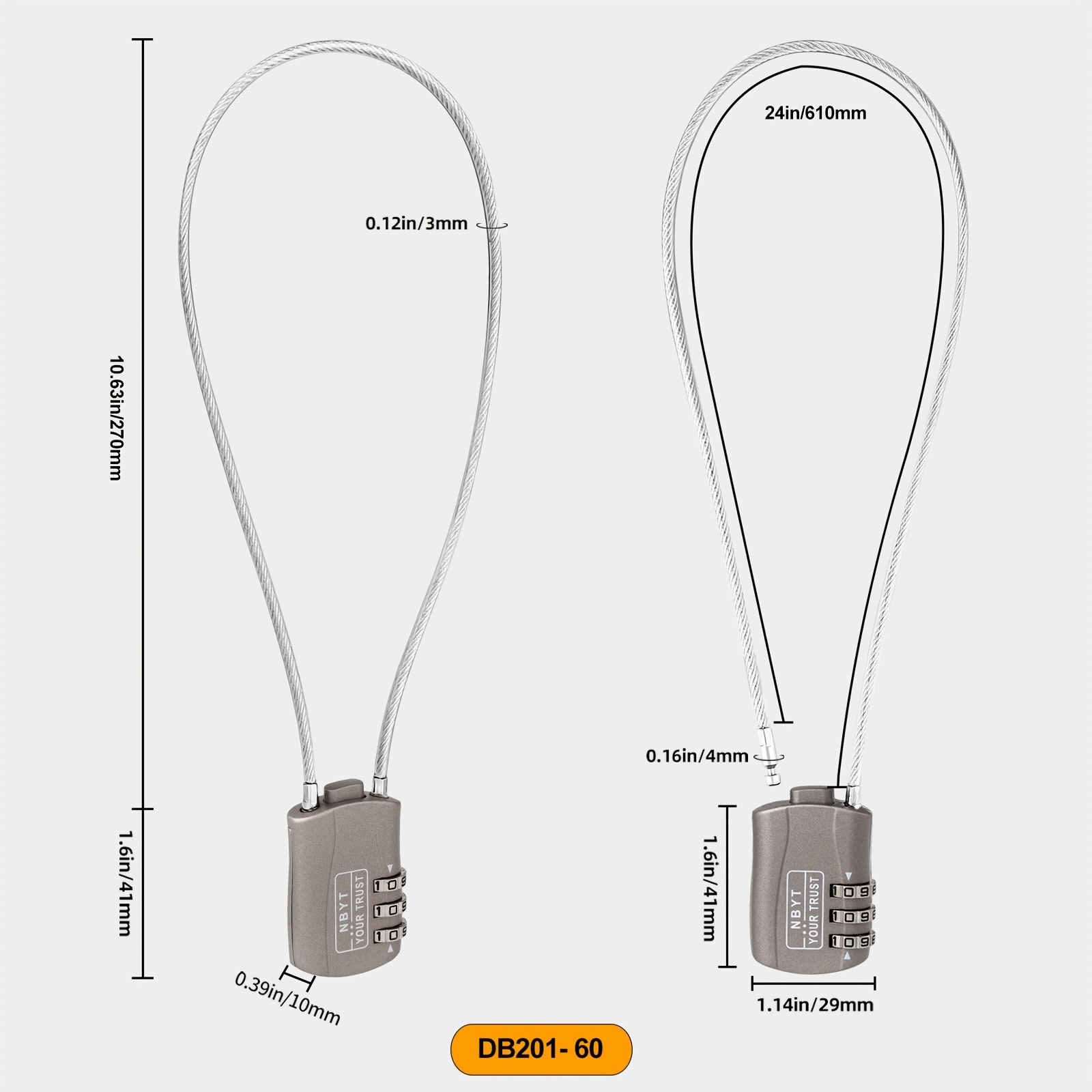 TEMU Alloy Steel Wire Rope With Resettable Combination, Bicycles, Motorcycles, Luggage, Skis, Strollers, Cabinets, Outdoor Equipment