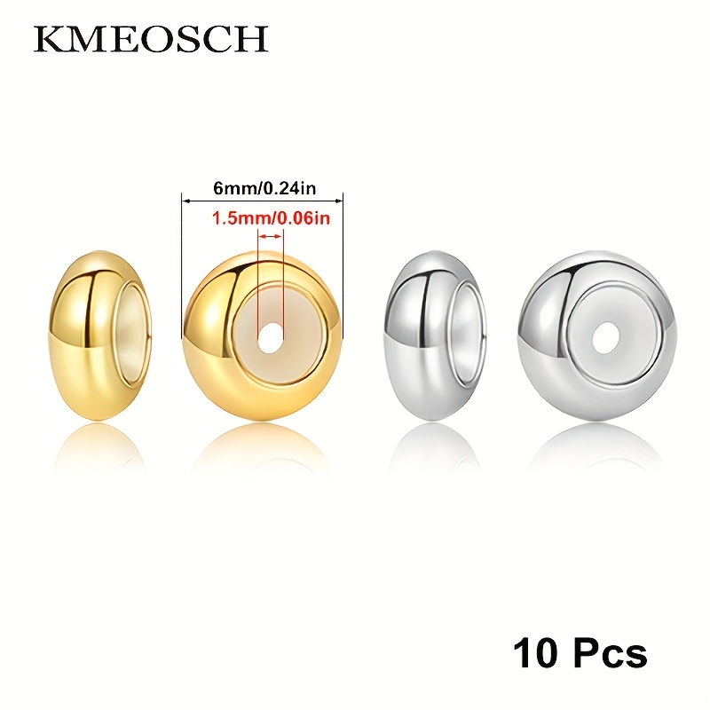 TEMU Color-locking Electroplated Brass Stopper Beads With Adjustable Rubber Sliders - 6mm/8mm Positioning Spacers For Diy Bracelets & Necklaces,