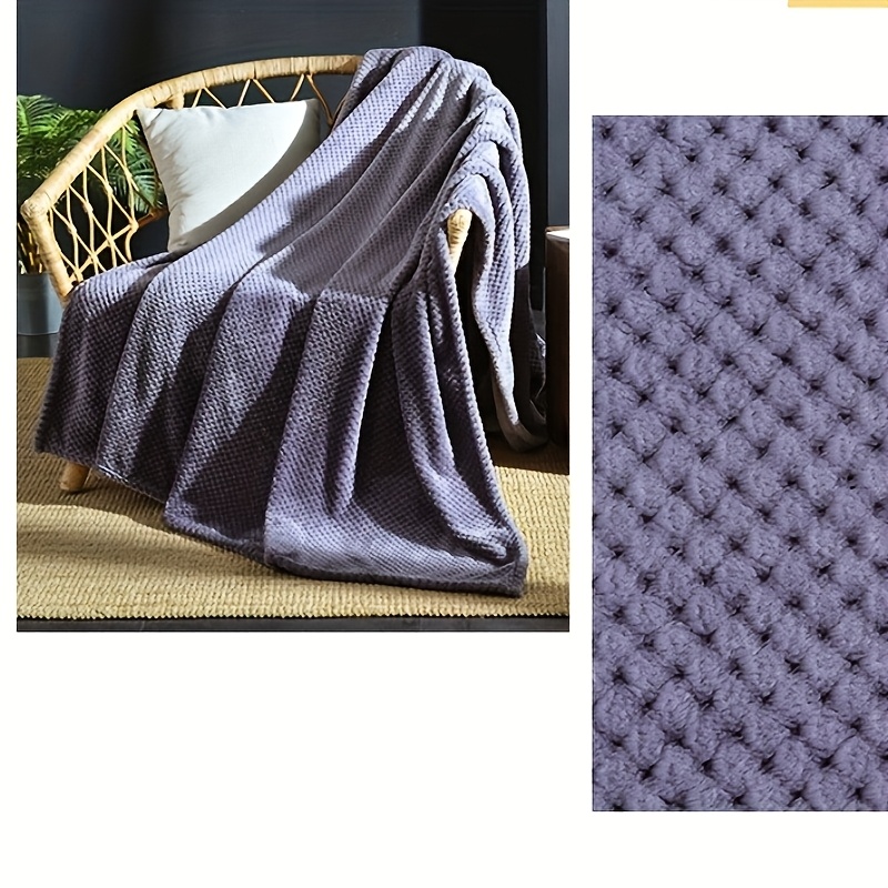 1pc traditional style waffle weave flannel throw blanket   polyester   multipurpose washed   250 300gsm   and bed cover details 8