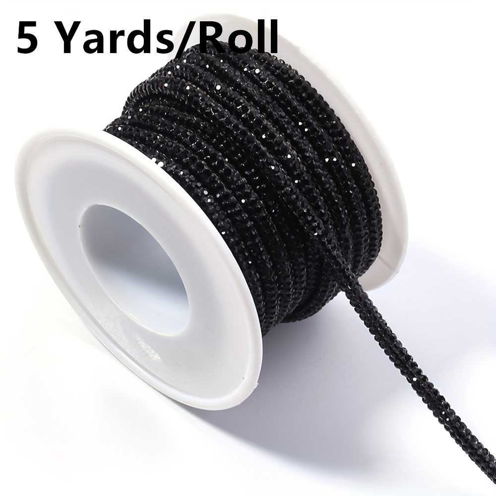 TEMU 5-yard Roll, 4mm Round Tube With 6-row Round Artificial Rhinestone Strand, Assorted Colors, Jewelry Making Findings, Diy Bow Hair Clip Headpiece