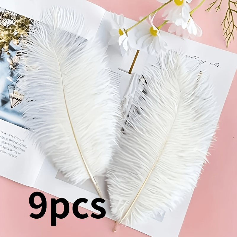 TEMU 9pcs Artificial Ostrich Feathers, Elegant Decorative Feathers, Suitable For Wedding Lighting, Home Decor, Birthday And Holiday Crafts, Durable