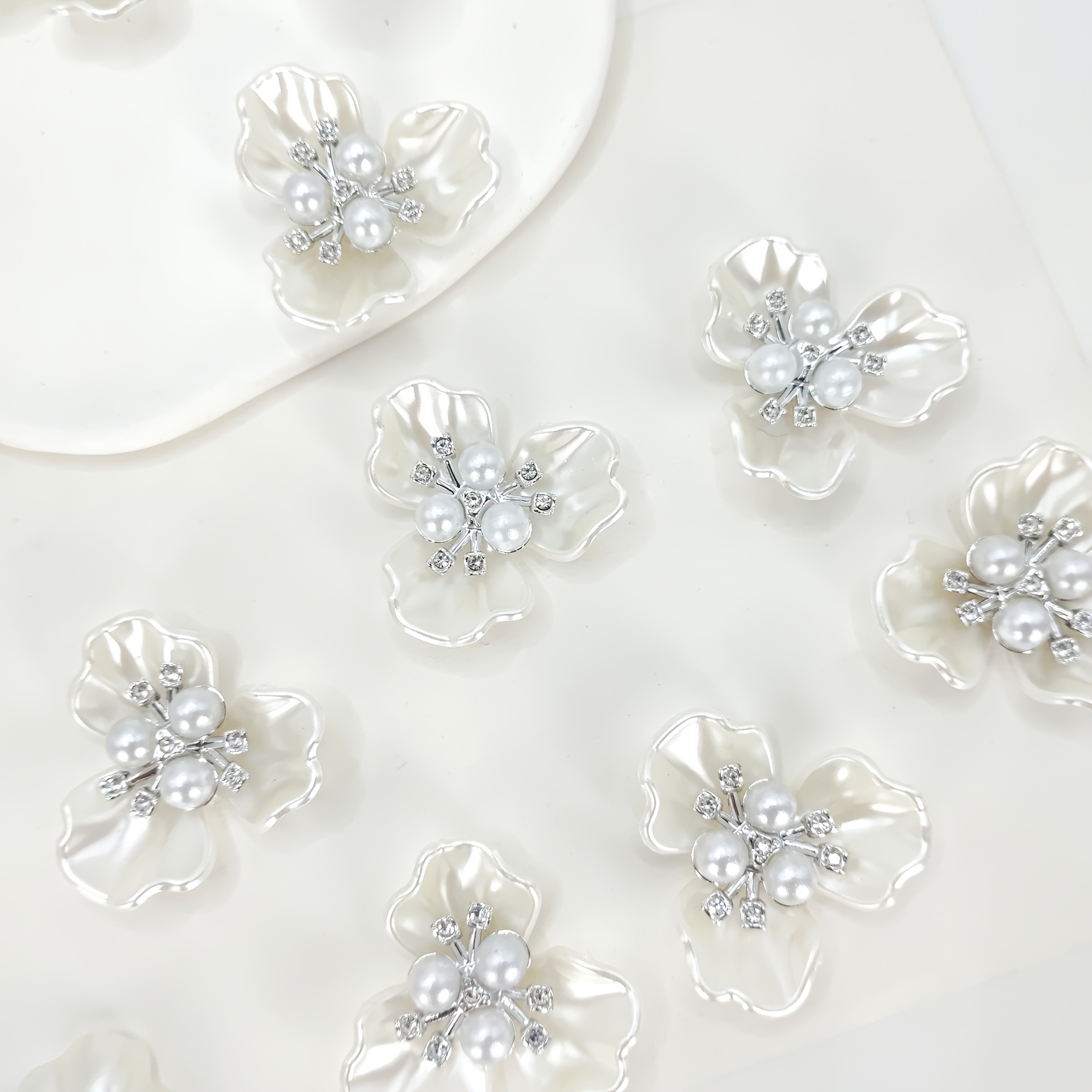 TEMU 18pcs Flower Bead Rhinestone Decoration Used For Diy Hair Accessory Decoration, Shoes, Clothes, Bags, Handmade Material Accessories, Sewing