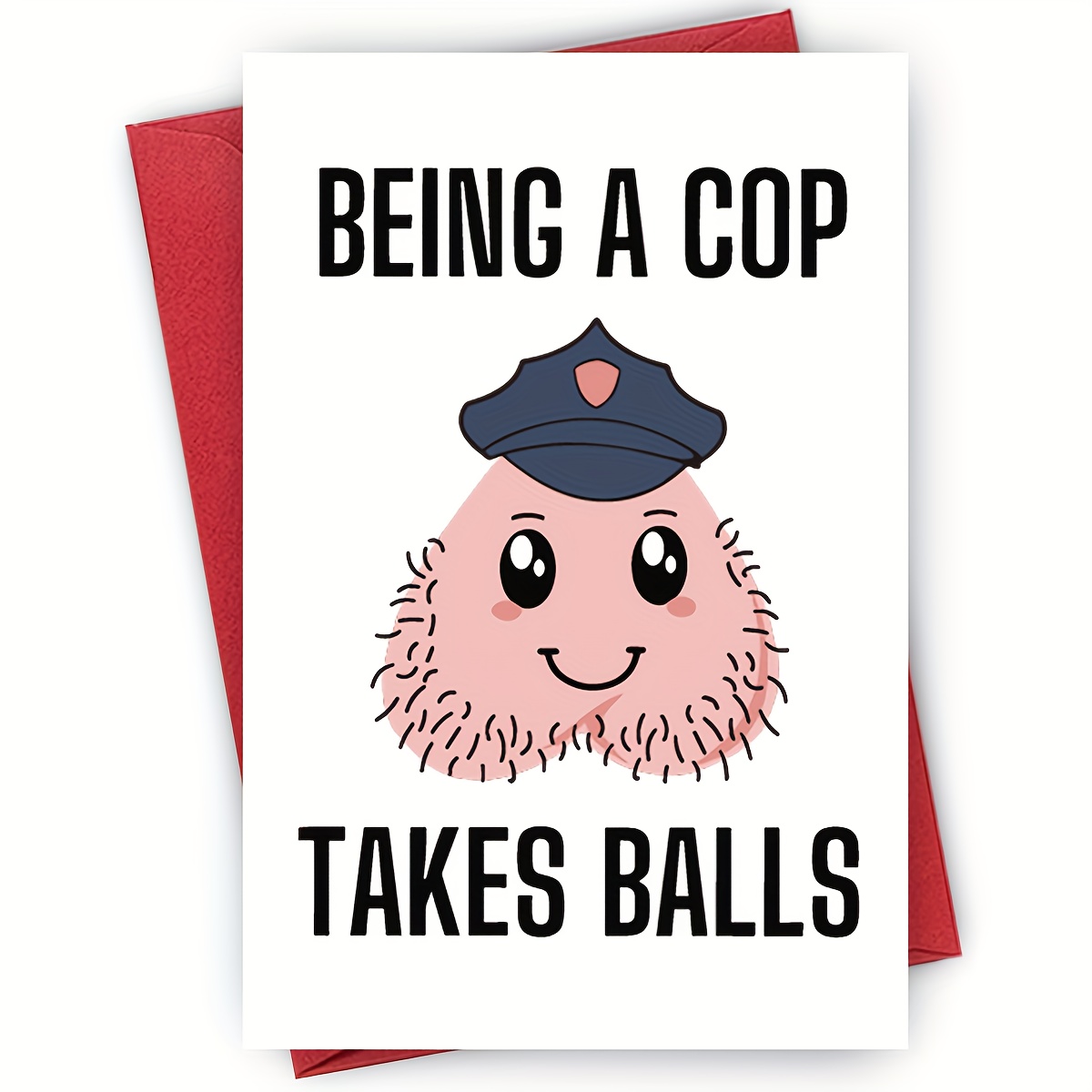 

Humorous " A Cop Balls" Card, Cartoon Design, Funny Gift For Men, , Friends, Birthday, Christmas, New Year, Stationery & Greeting Card