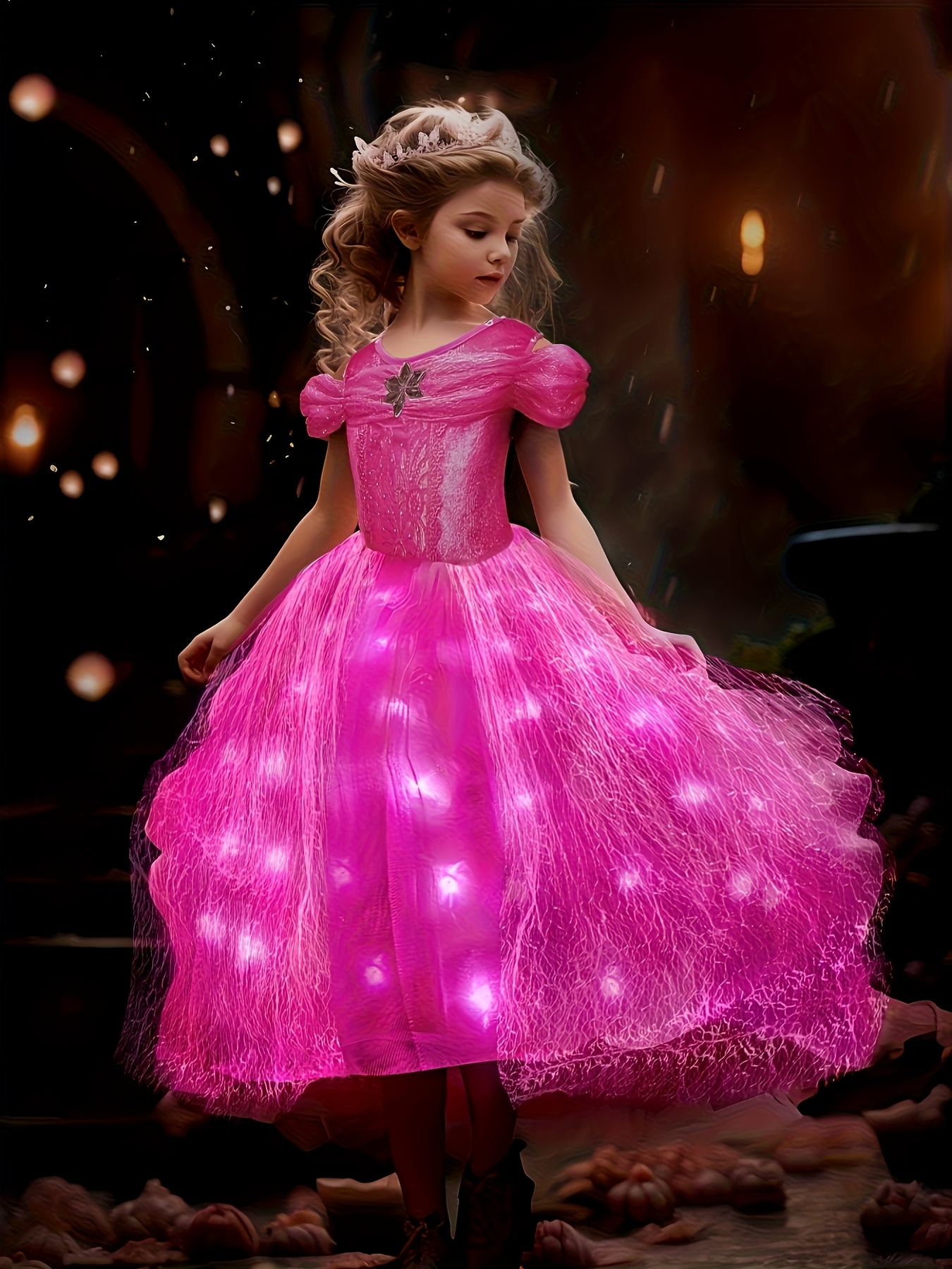 girls sleeveless princess led light up dress   mesh party with battery powered glow for christmas halloween prom 1pc hand wash only batteries not included princess dresses for girls holiday event attire fairy tale style batteryoperated lights