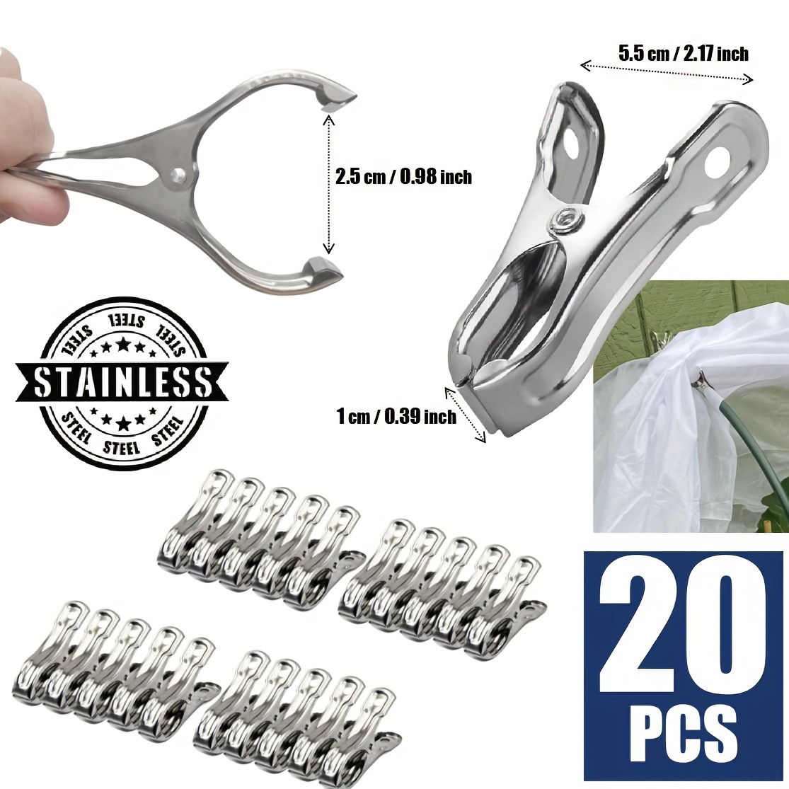 TEMU Premium 20pcs Outdoor Sun Shade Sail Garden Pergola Patio Shade Clips, Garden Mesh Netting Barrier, Insect Bird Netting Protection Clips Plant
