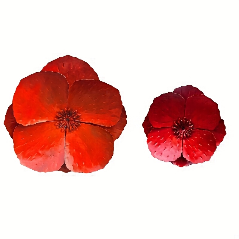E-shop 【3D】 [3D] Kollektion von 2 großen roten Mohnblumen Wanddeko Blumen - Stilvolle Blumenskulptur für - und Gartendekoration, ideal zur Verbesserung