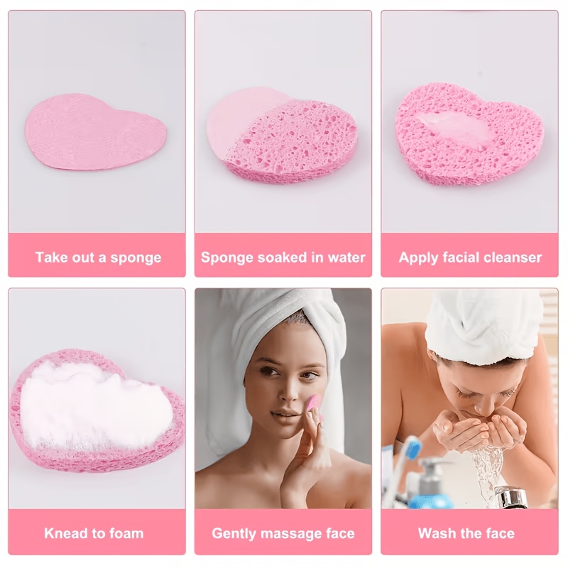 36/48pcs Heart-Shaped Compressed Facial Sponges for Cleansing