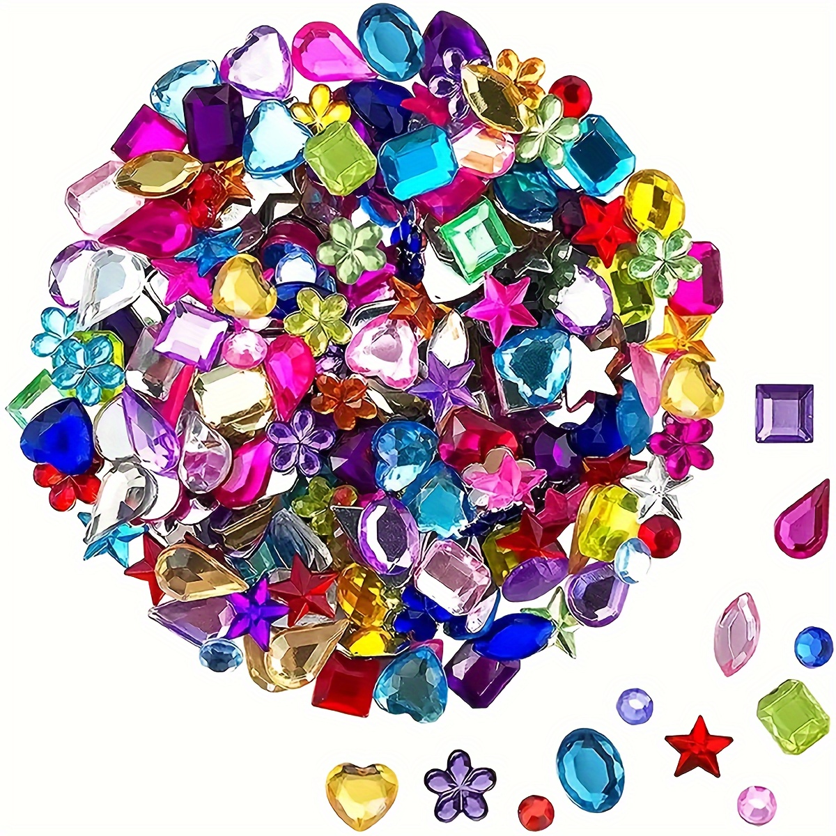 

500/200/100/50pcs Acrylic Rhinestone Set For Crafts And Decorations - Assorted Shapes 6-13mm Gems Perfect For Diy Jewelry Making Party Celebration Activities Accessories