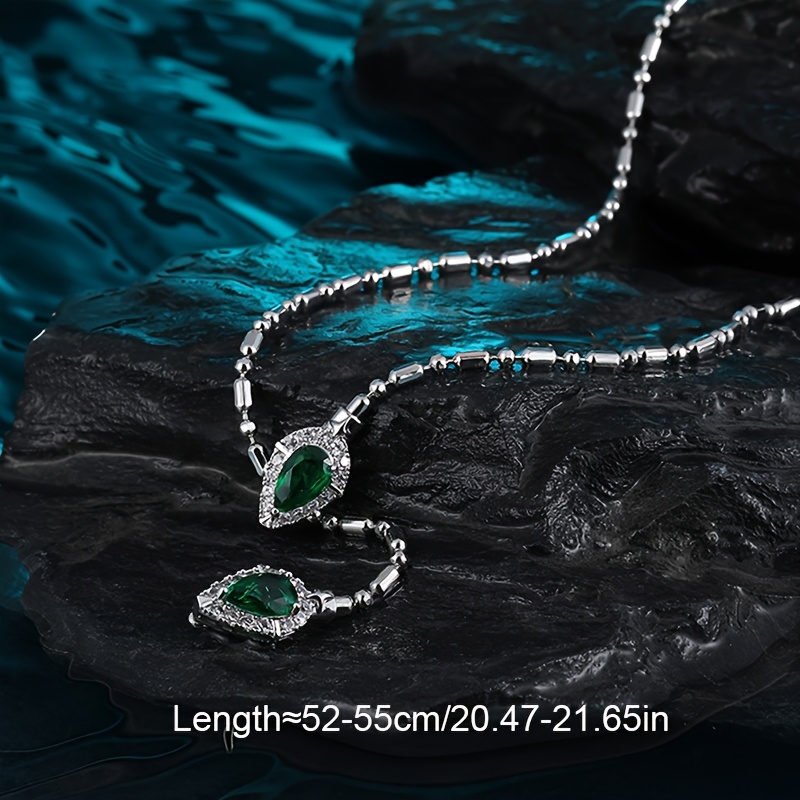 Women's Elegant Copper CZ Snake Head Teardrop Y-Drop Necklace