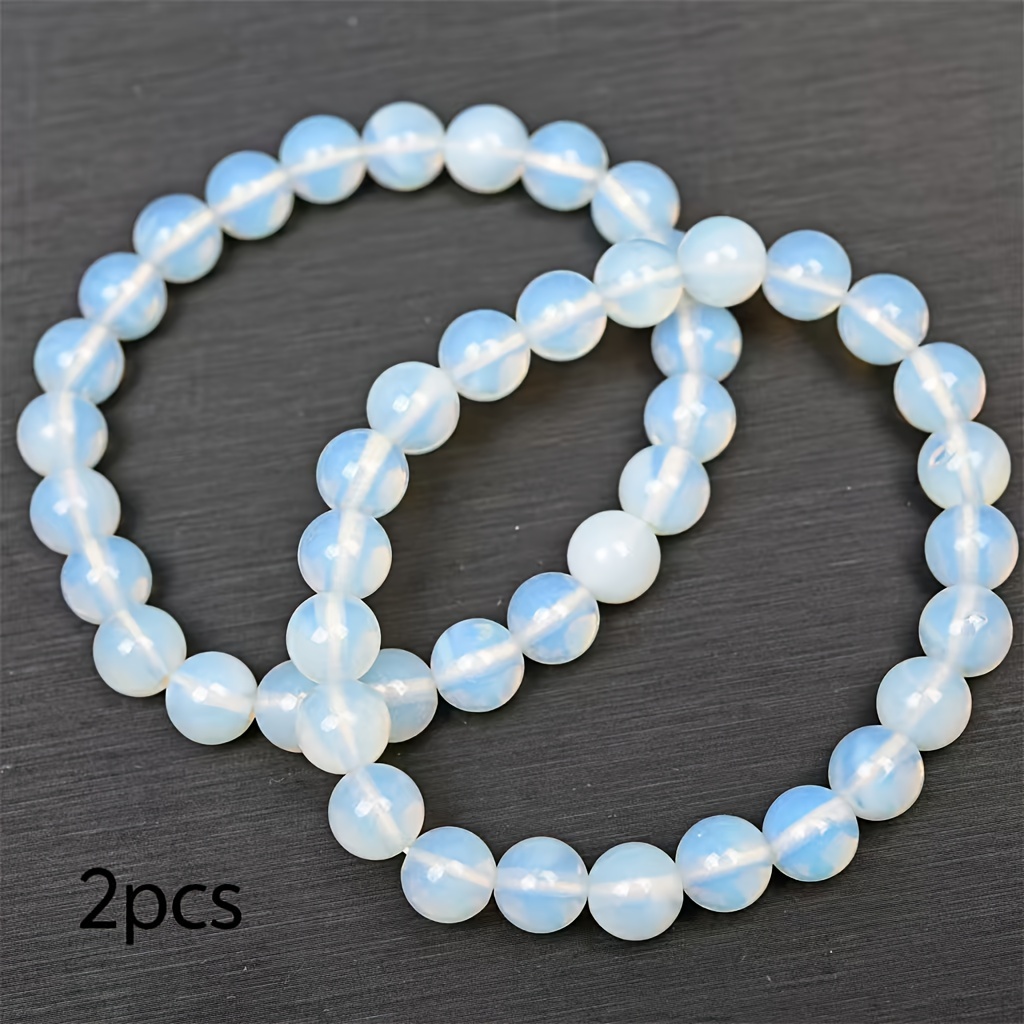 Image of Natural Protein Bead Bracelet - Natural Sphere Beads, Unisex For , Birthday Gift, Protein Beads For Casual Attire Or Special Occasions, 8mm Round Beads (2pcs)