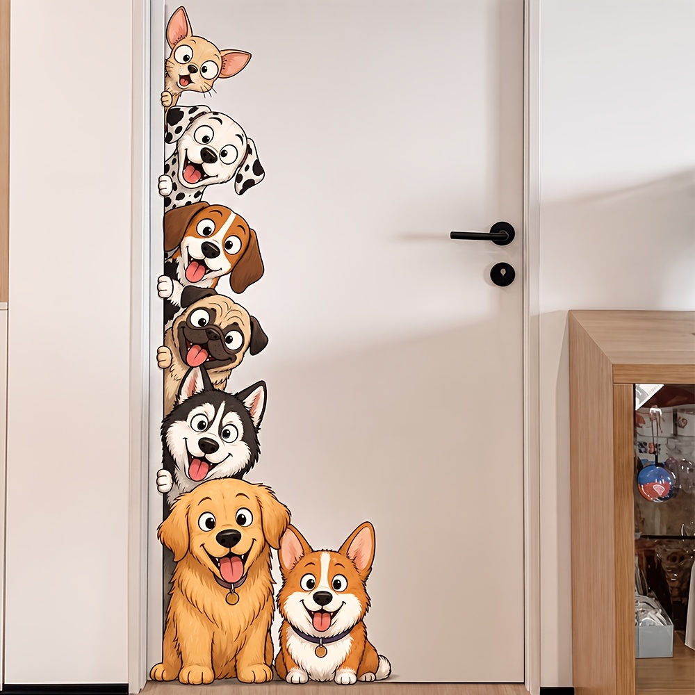 TEMU 1pc Stacked Probe Dog Wall Sticker, Waterproof And Scratch-resistant, Entrance Door Warm Wall Decoration