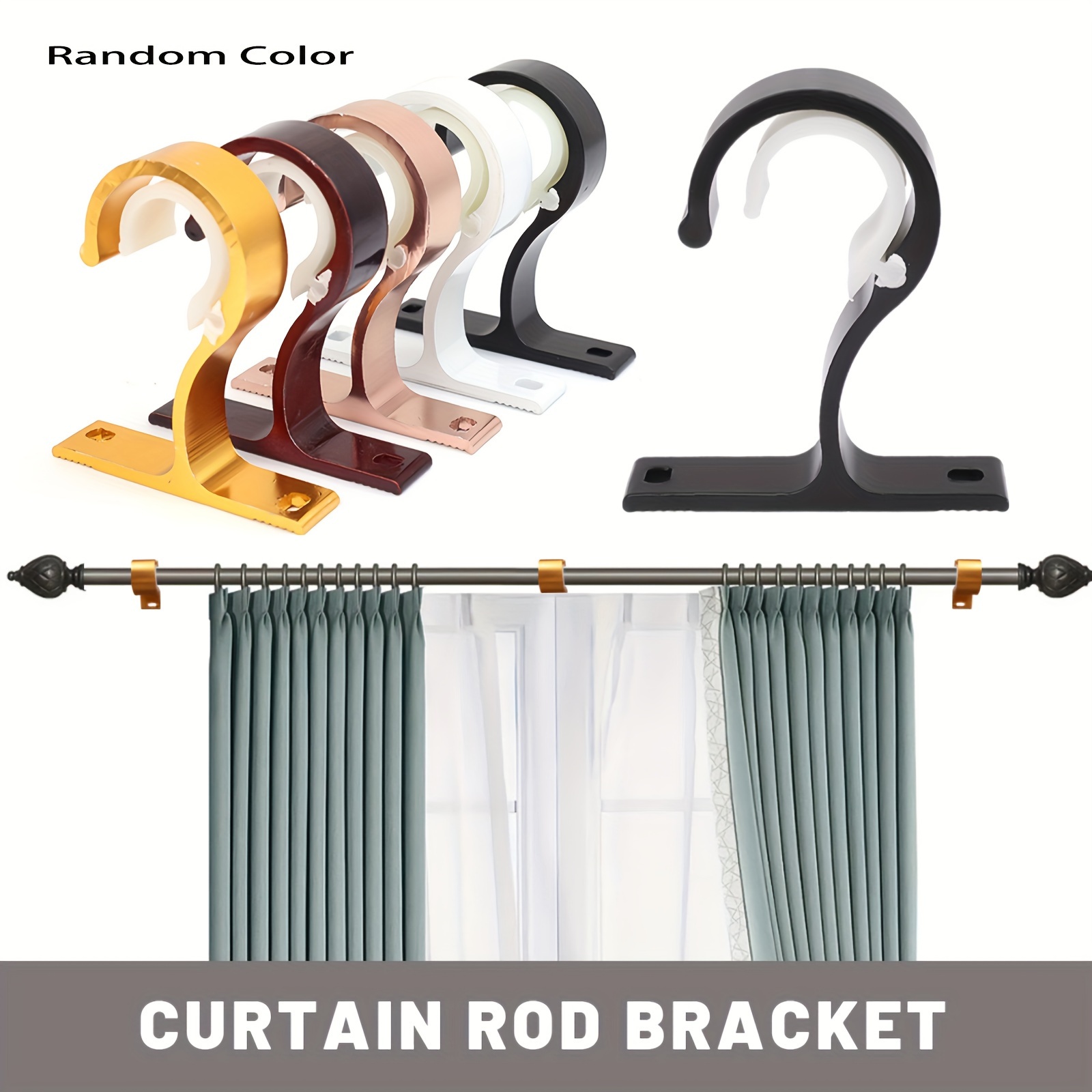 

1pc Fashion Aluminum Utility Hooks, Wall Mount, , Home Accessory, With Random Color For Hanging Drapes, Curtain Rod Bracket