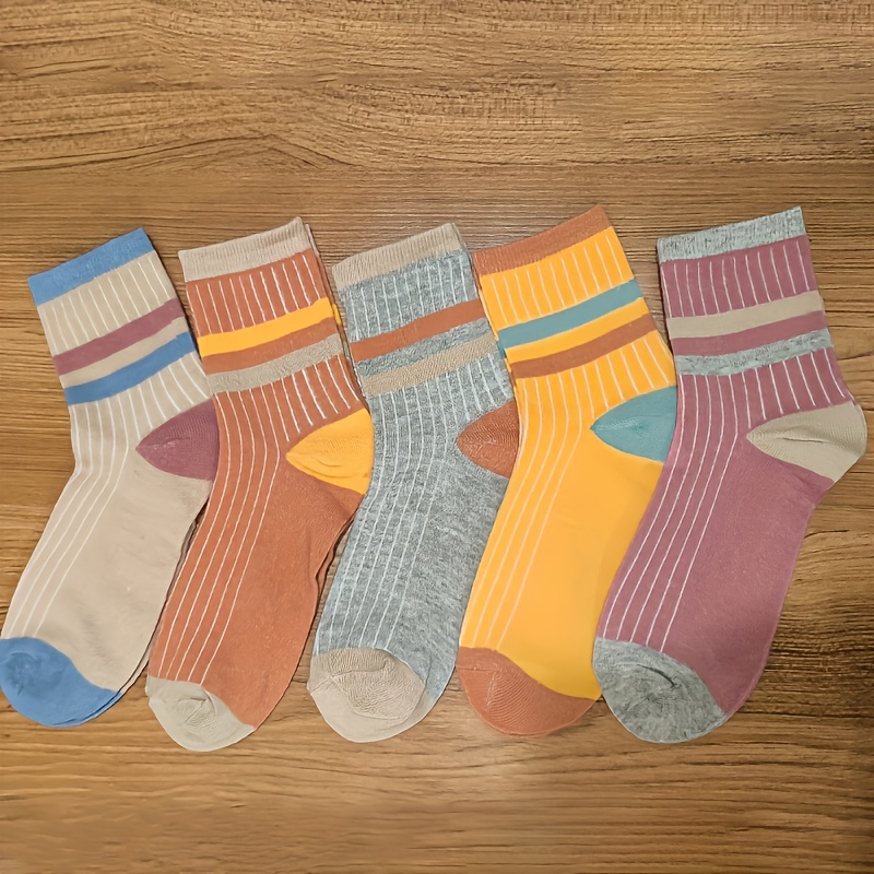 Image of 5 Pairs Of Over-the-knee Multicolor Socks