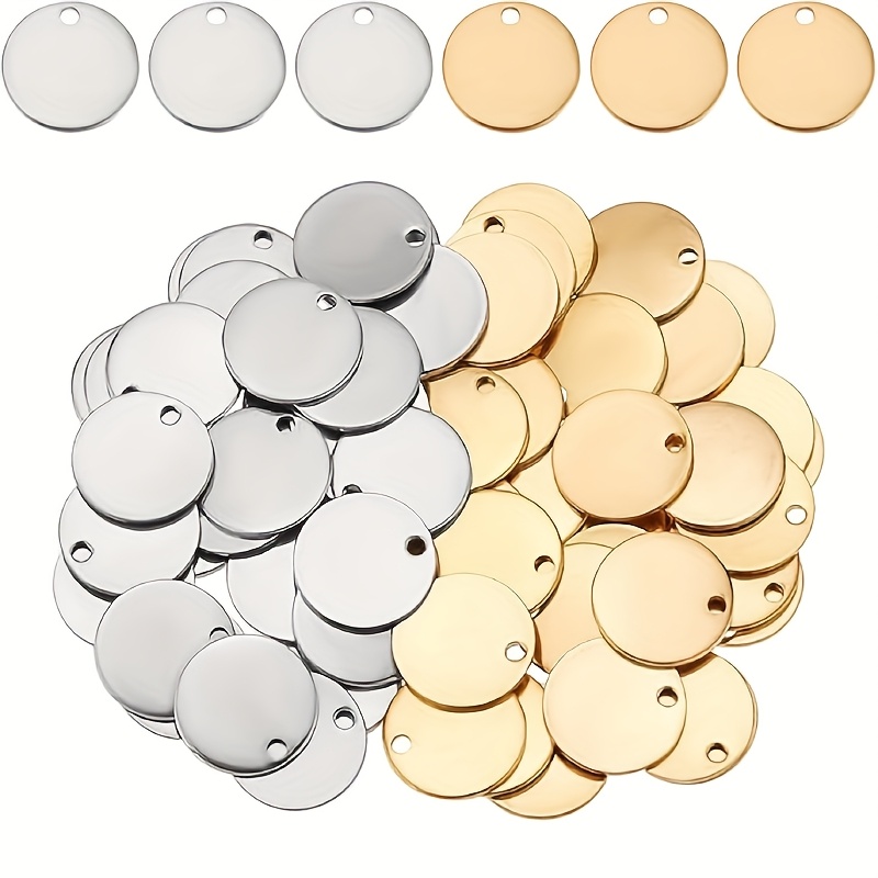 

40pcs Stainless Steel Flat Round Charms For Jewelry Making, 15mm Blank Pendant Stamping Labels, Diy Crafts For Bracelets, Earrings, Necklaces - 2