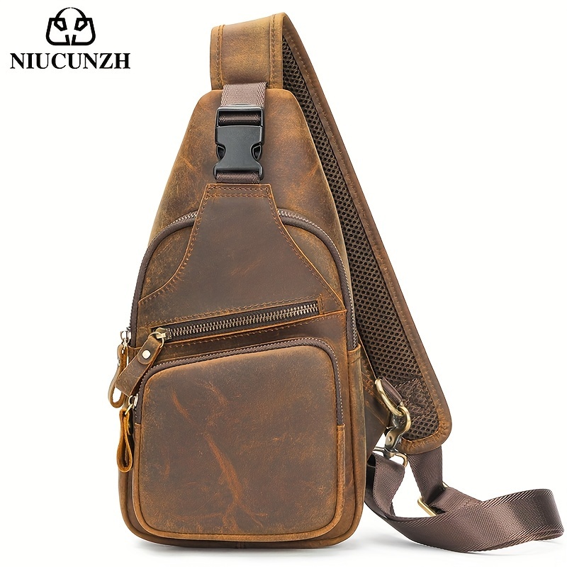 genuine leather sling bag front metal crossbody bags - Temu  display picture 1