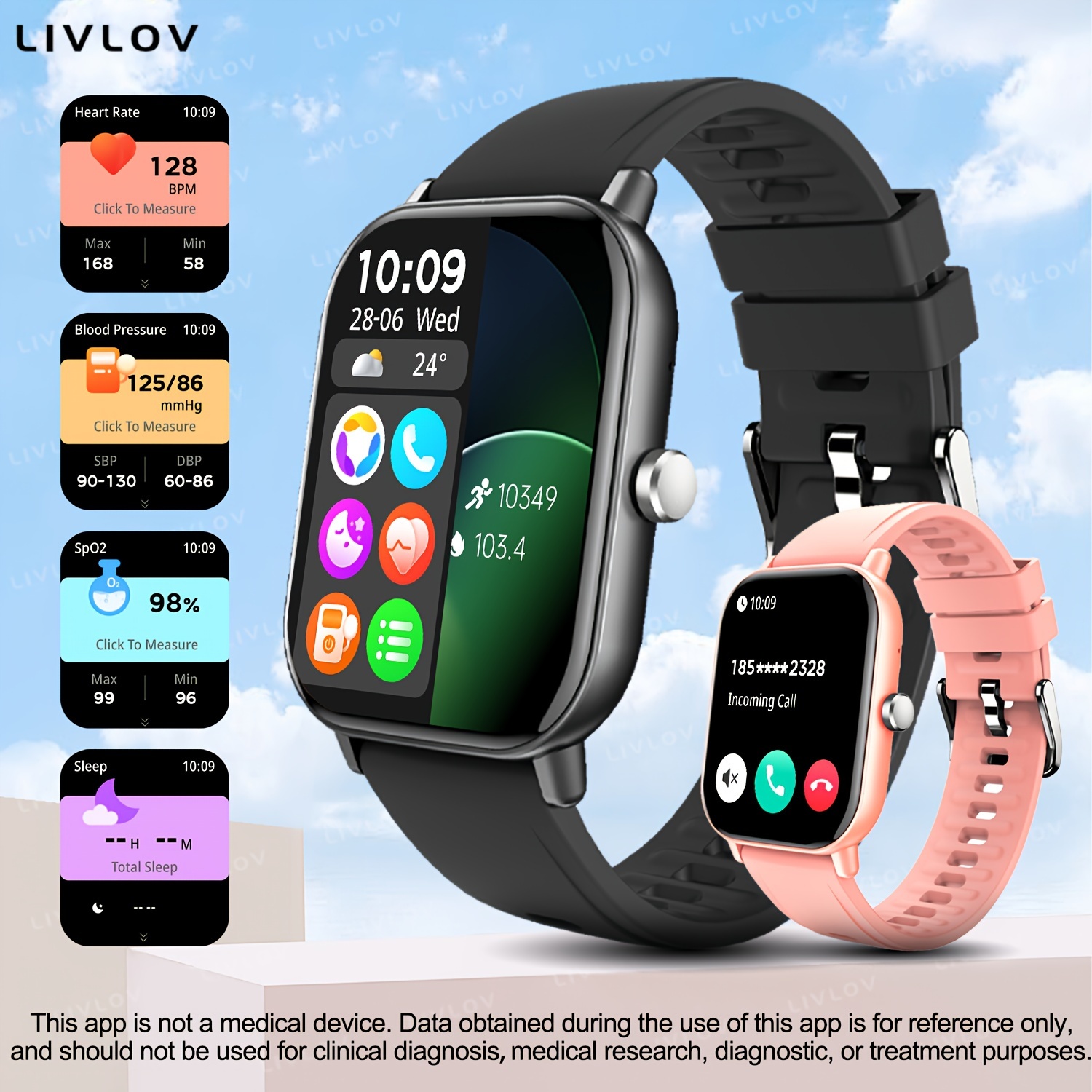 Smart Watches For Man And Woman, 110+ Fitness Watch With Sleep  Monitor Assistant, Remote Photo Shoot, Music Control, Pedom