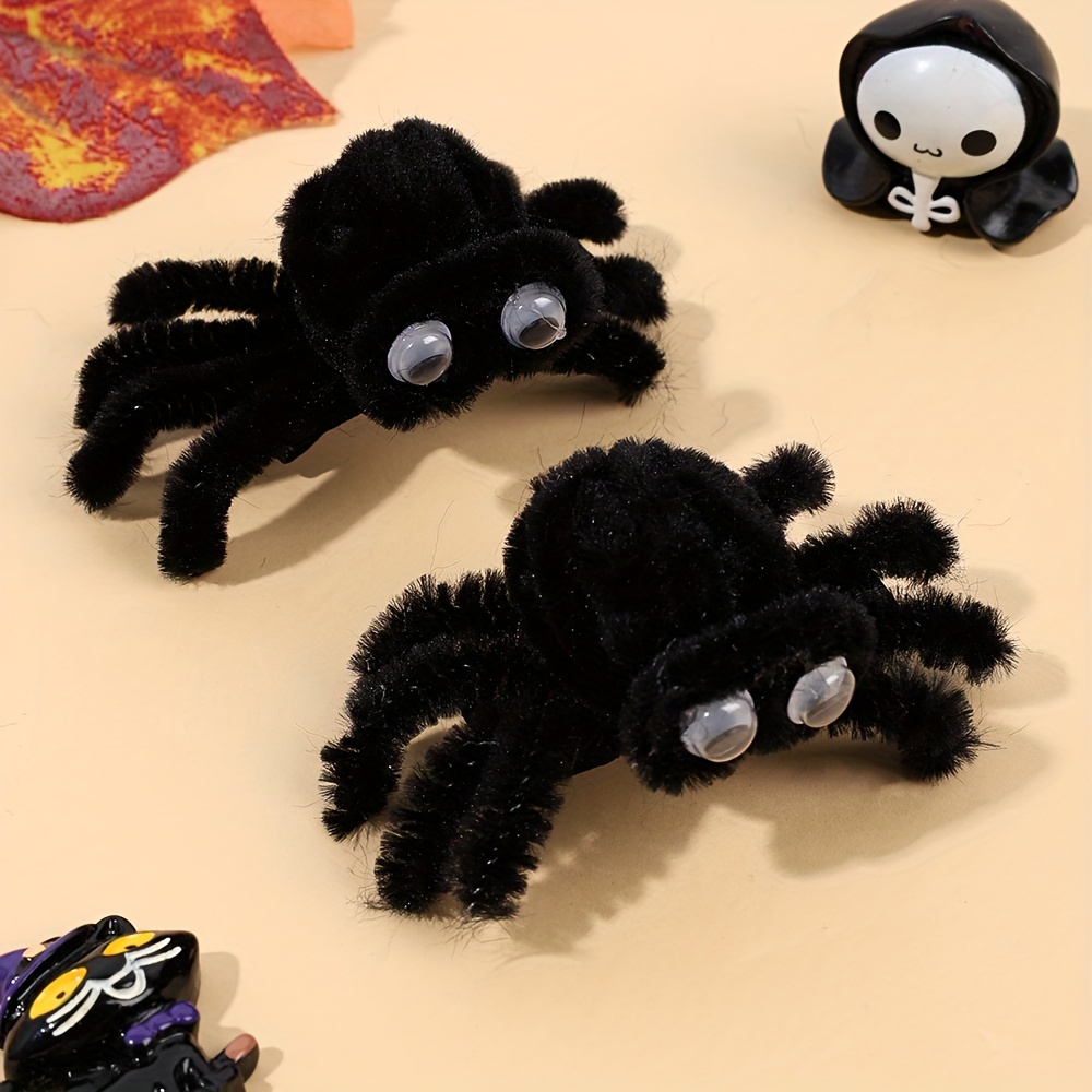 

2pcs Plush Spider Hair Clips For Teens - Cute Animal Hairpins Non-slip Barrettes - Polyester Party Accessories Perfect For Halloween, Costume Parties & Events