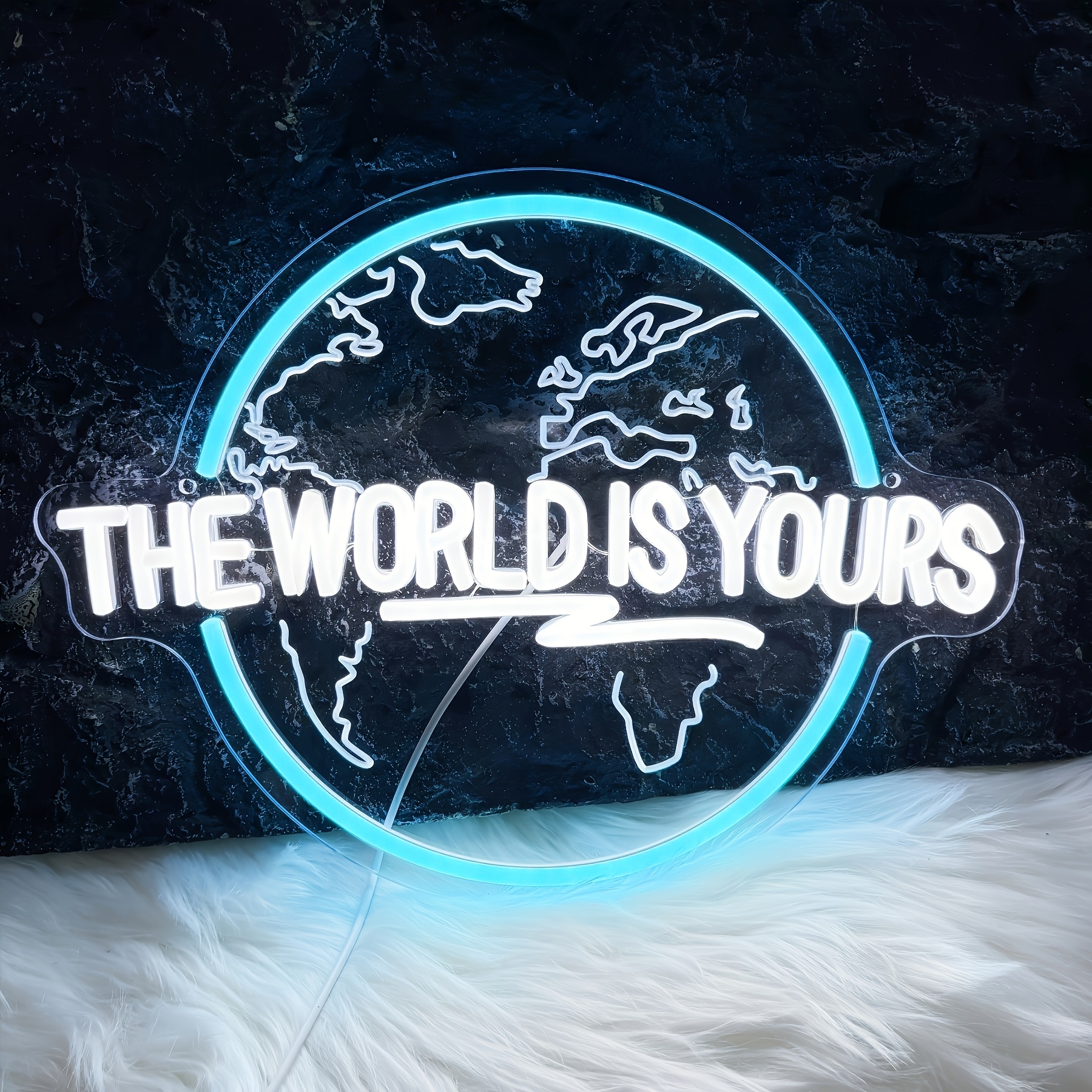 Image of "" Neon Sign, Carved Planet Led Neon Light Signs For Wall Decor, Dimmable Light Up Signs For Man Cave Game Room Bedroom Birthday Gift