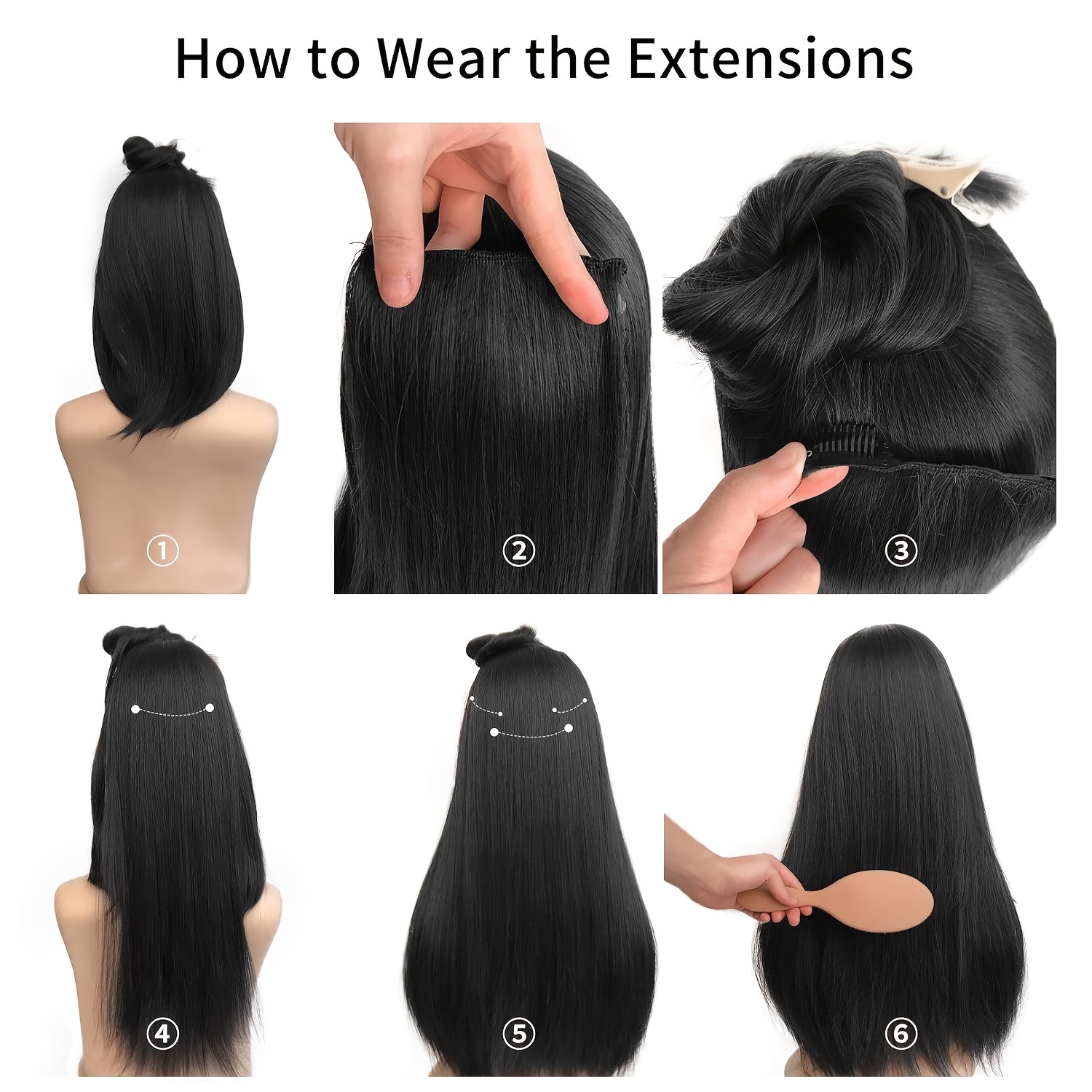 3pcs thick long straight set clip in on hair extensions for women girls details 7