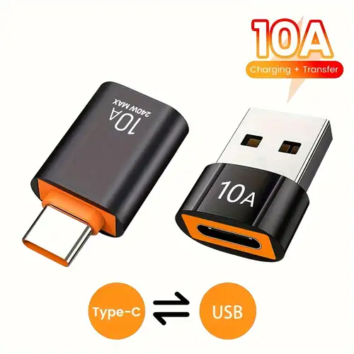 2-Pack USB-A Male To USB-C Female Adapters - Converter For Charging & Data Transfer