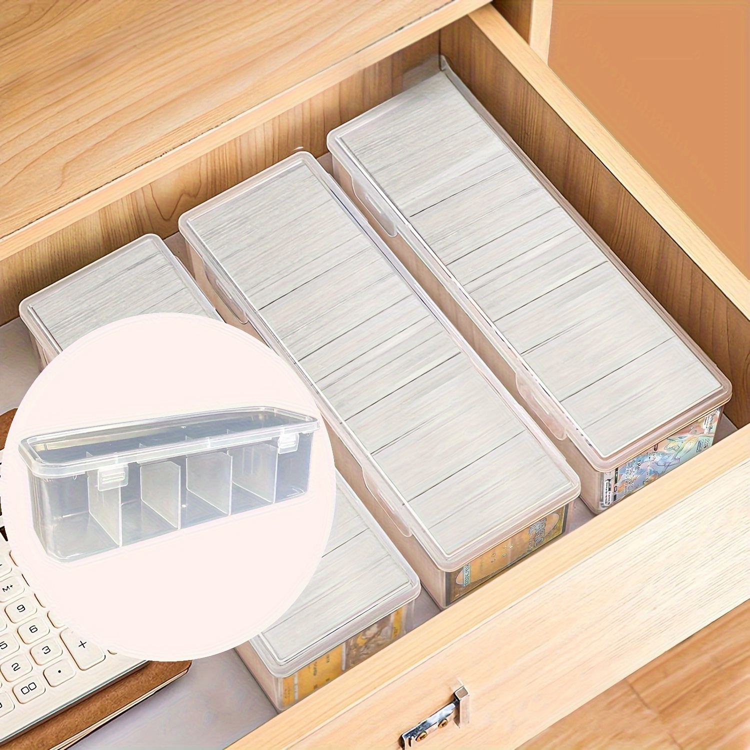 

1pc Plastic Box 600 Card Or 1000 Card (with Dividers), Baseball Card Storage Box, Sports Cards Standard Card Art Supplies, Trading Card Storage Box