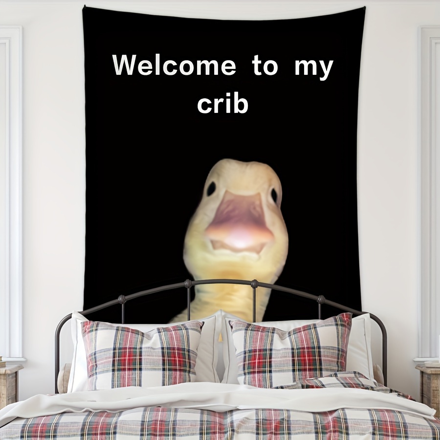 

Fun Duck Welcome To My Crib Tapestry, Animal Theme Microfiber Wall Hanging For Bedroom, Durable Room Flag For Dorm Decor, Indoor Party Banner, Woven Without Electricity - Various Sizes