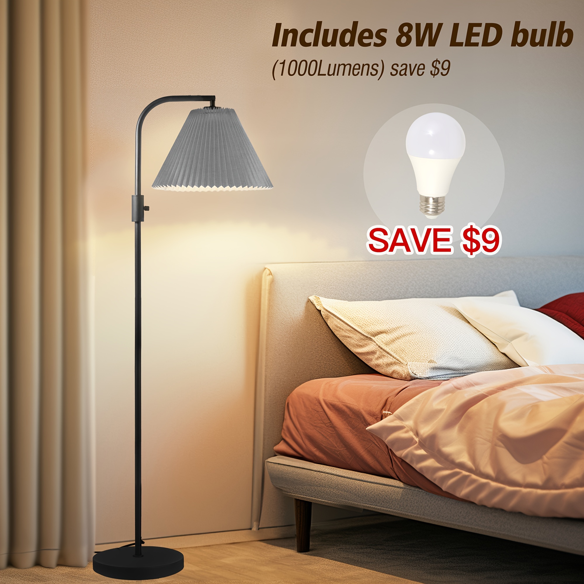 dimmable floor lamp arc standing lamp 1000 led edison Temu