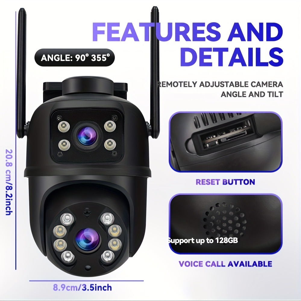 dual lens wifi security camera high tilt 3mp Temu Philippines