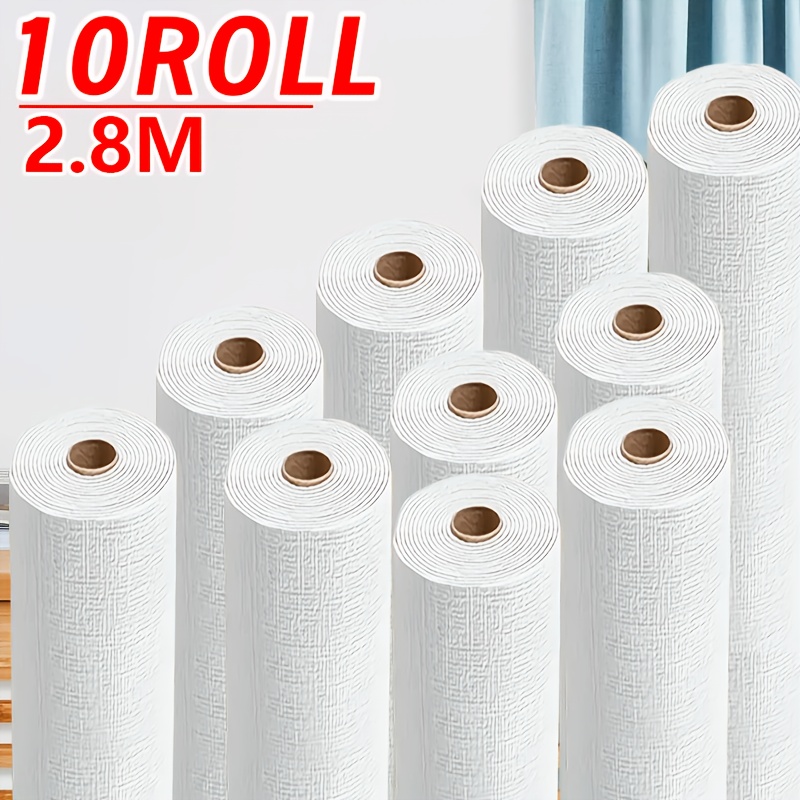 TEMU 10 Rollen, 3D Leinen-Textur Selbstklebe-Tapete, Schaumstoff-Wandsticker, abziehbar und klebend, feine Textur, super ästhetisch, haftet fest an
