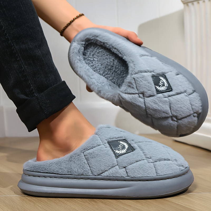 mens plush slippers extra large size winter indoor home warm non