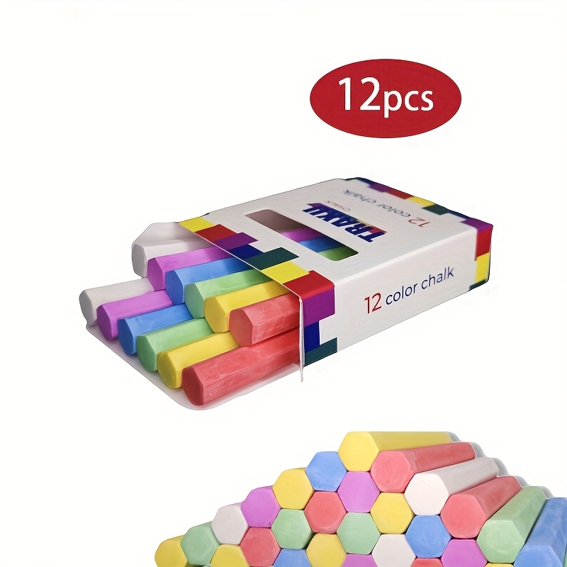TEMU Colorful Chalk, Hexagonal Washable Sidewalk Chalk, Chalk, Blackboard Teaching Chalk For Indoor & Outdoor Drawing And Marking